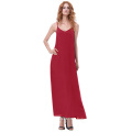 Kate Kasin Sexy Womens Summer Casual Loose Spaghetti Straps V-Neck Red Maxi Dress KK000700-2